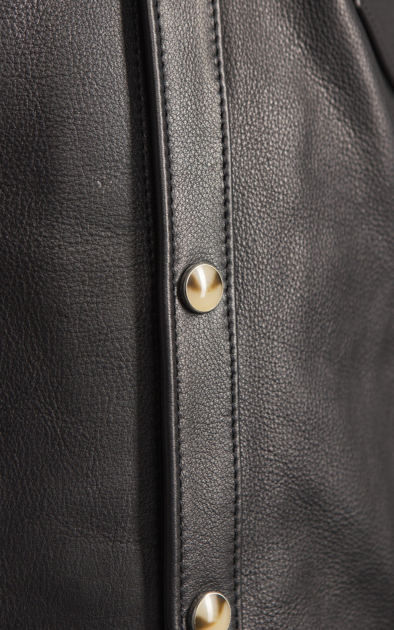 Y'2 Leather Steer Oil Leather Western Shirt Black