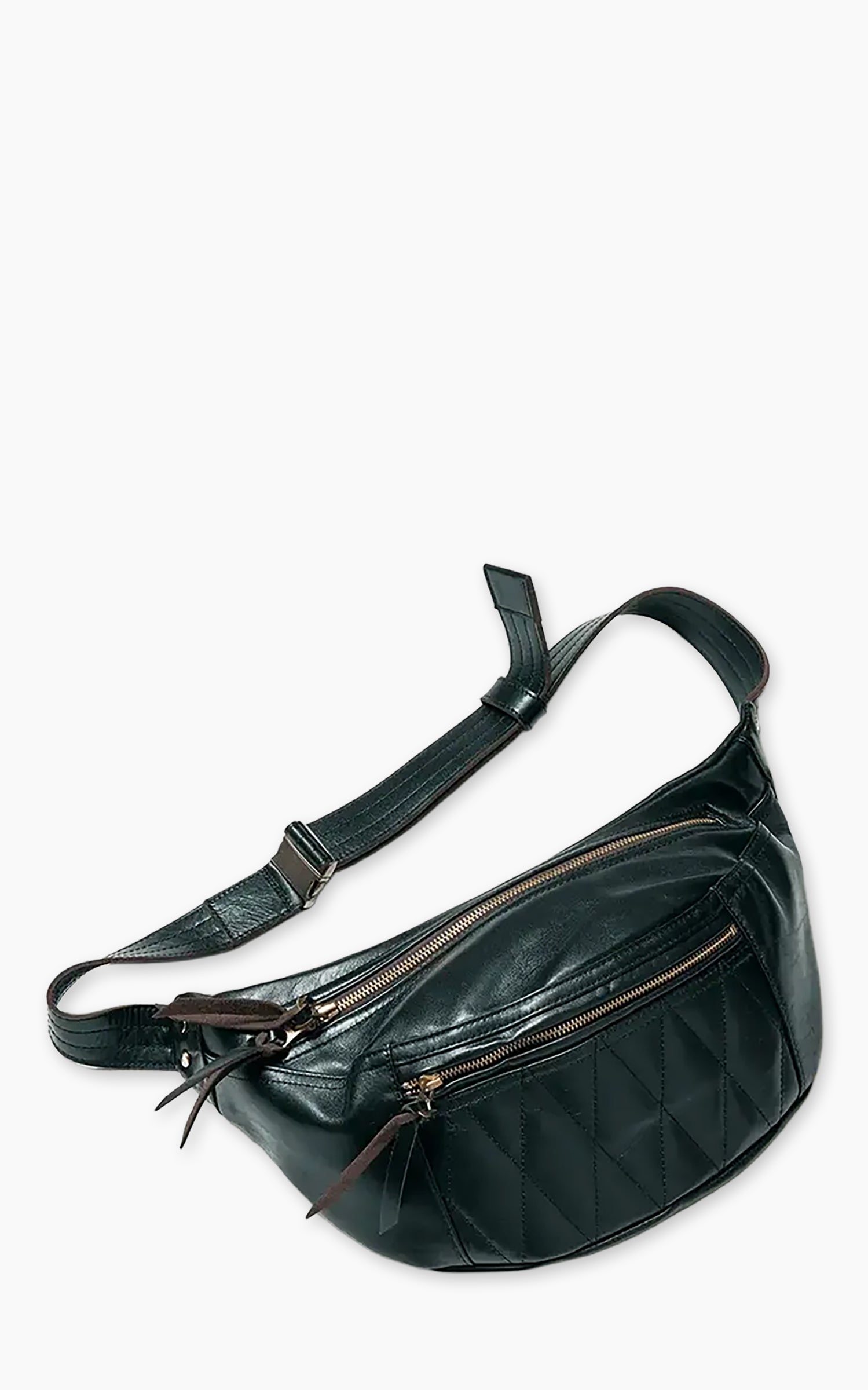 Y'2 Leather BG-09 Aniline Steer Waist Bag Tea-Core Black