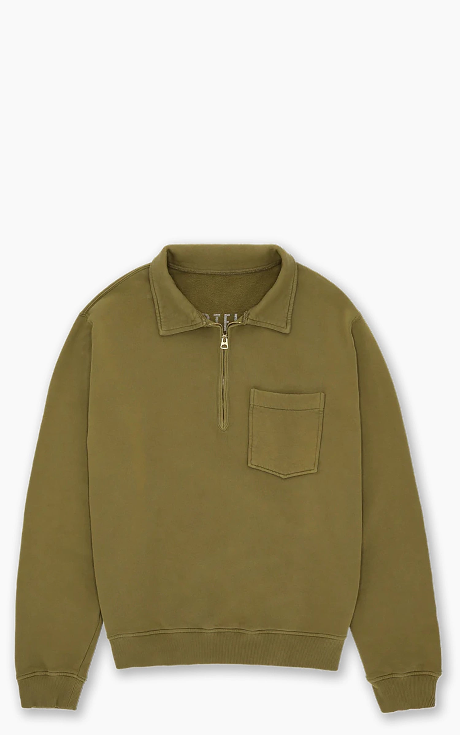 Fortela Yale Fleece Jersey Quarter Zip Sweatshirt Khaki