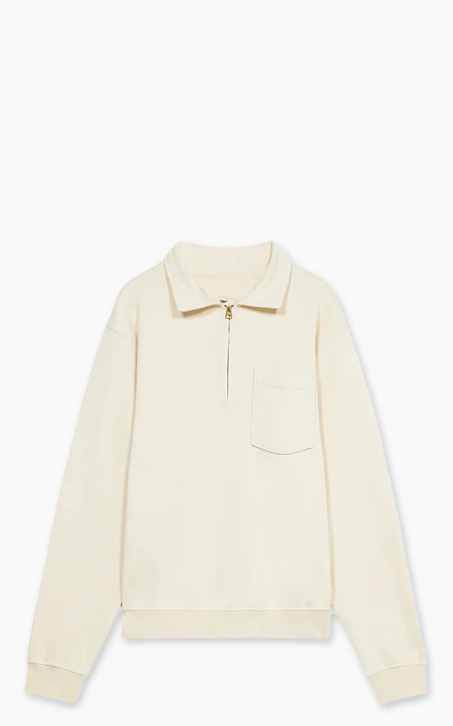 Fortela Yale Fleece Jersey Quarter Zip Sweatshirt Off White