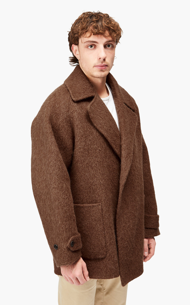 YLÈVE Wool Alpaca Reversible Coat Tobacco
