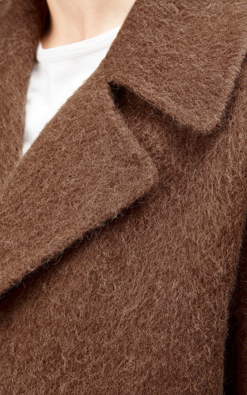 YLÈVE Wool Alpaca Reversible Coat Tobacco