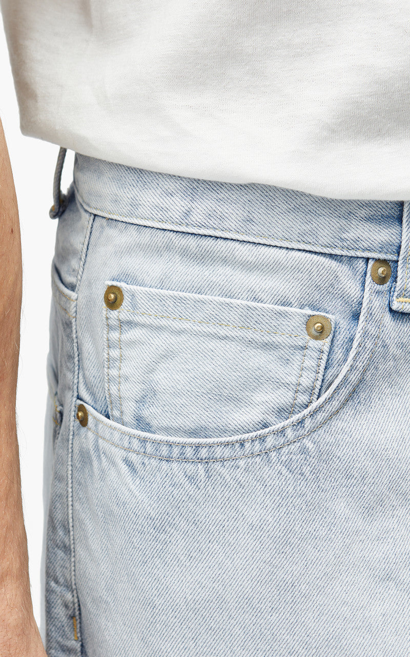 YLÈVE 13.5oz Denim Baggy Trousers Fade Ice Indigo