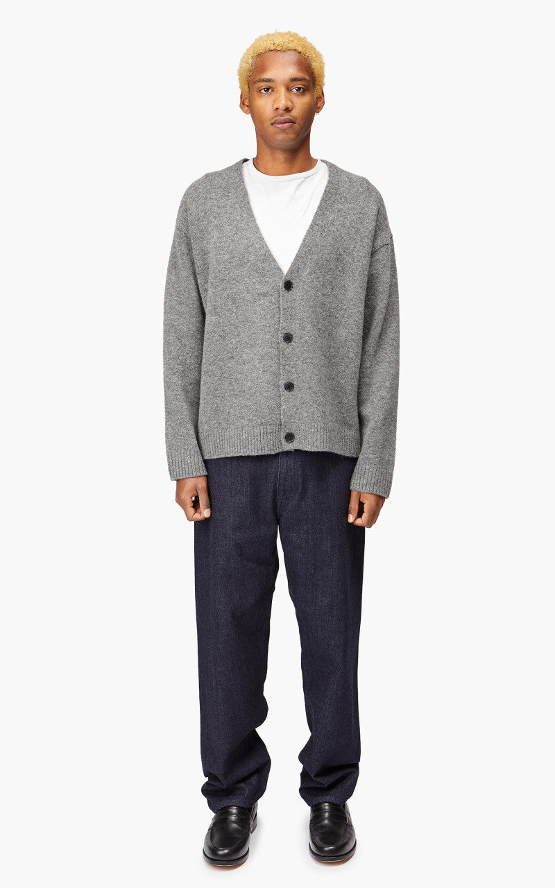 YLÈVE Wool Boucle Knit Cardigan Grey