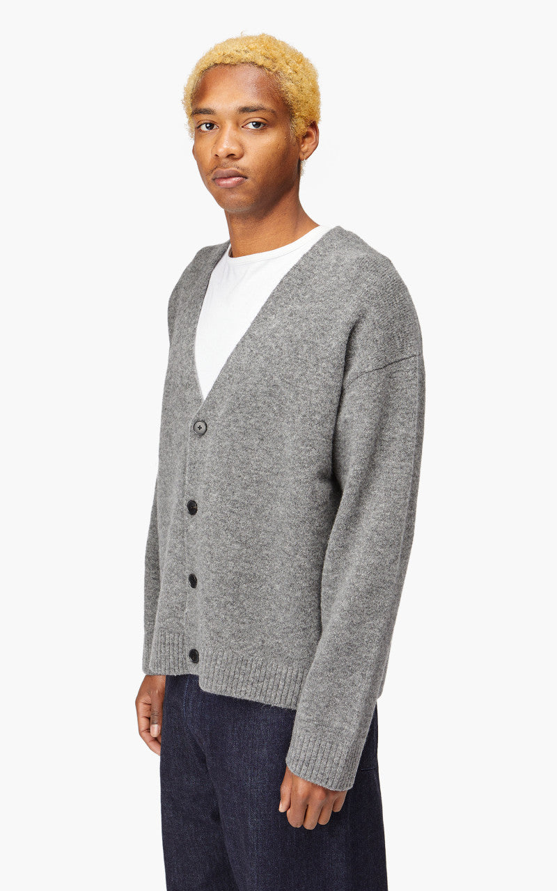 YLÈVE Wool Boucle Knit Cardigan Grey