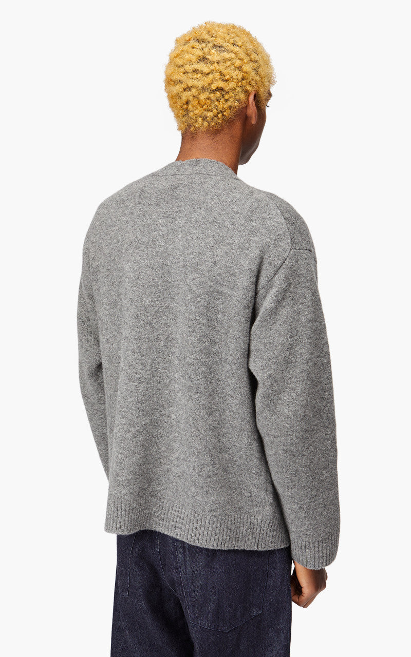 YLÈVE Wool Boucle Knit Cardigan Grey