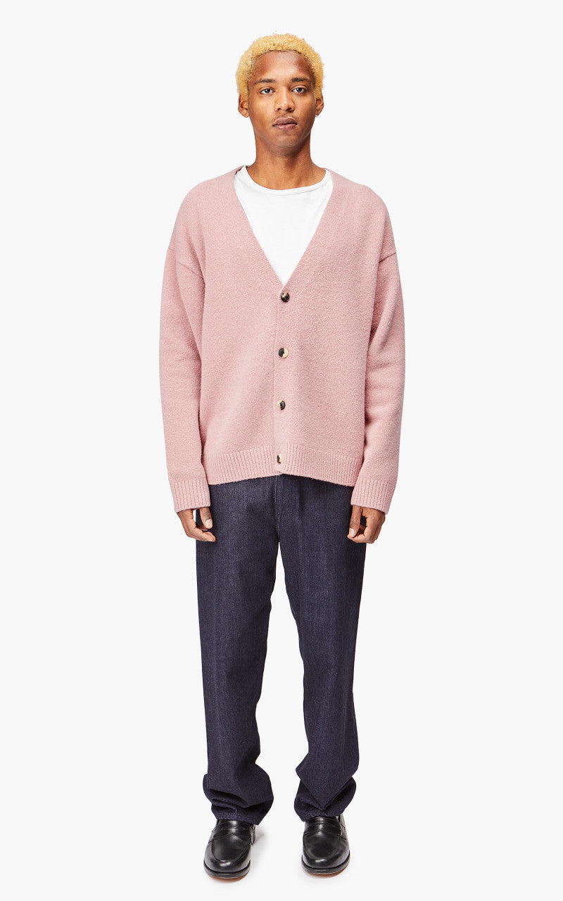 YLÈVE Wool Boucle Knit Cardigan Pink