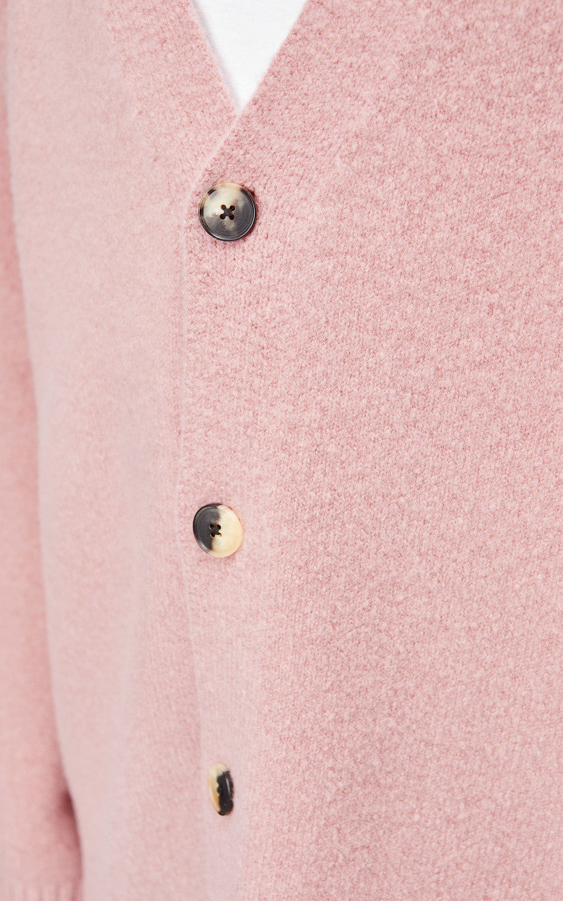 YLÈVE Wool Boucle Knit Cardigan Pink