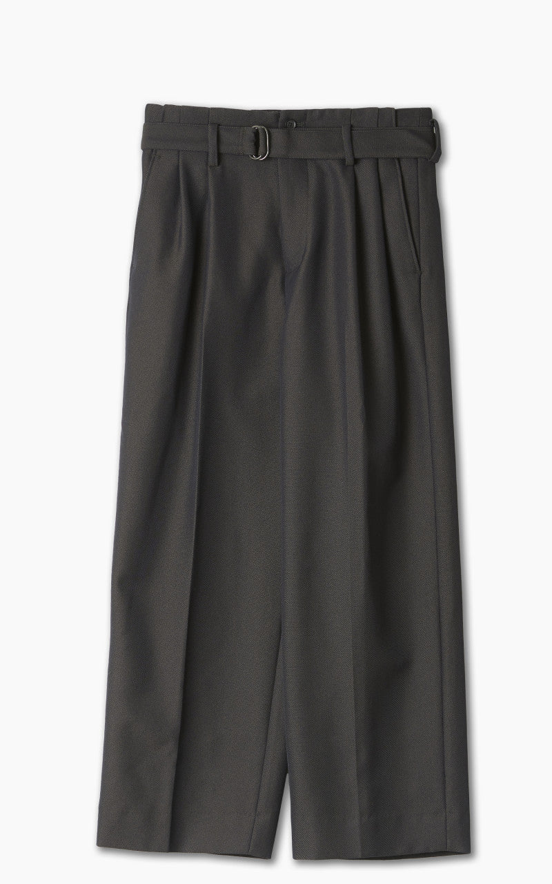 Yoke High Waist Two Pleated Wide Trousers Dark Navy