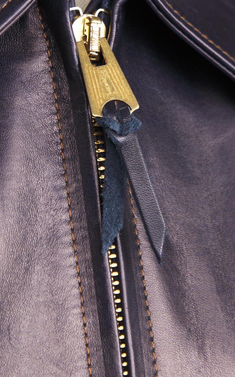 Y'2 Leather IR-42 Horsehide Single Riders Leather Jacket Indigo