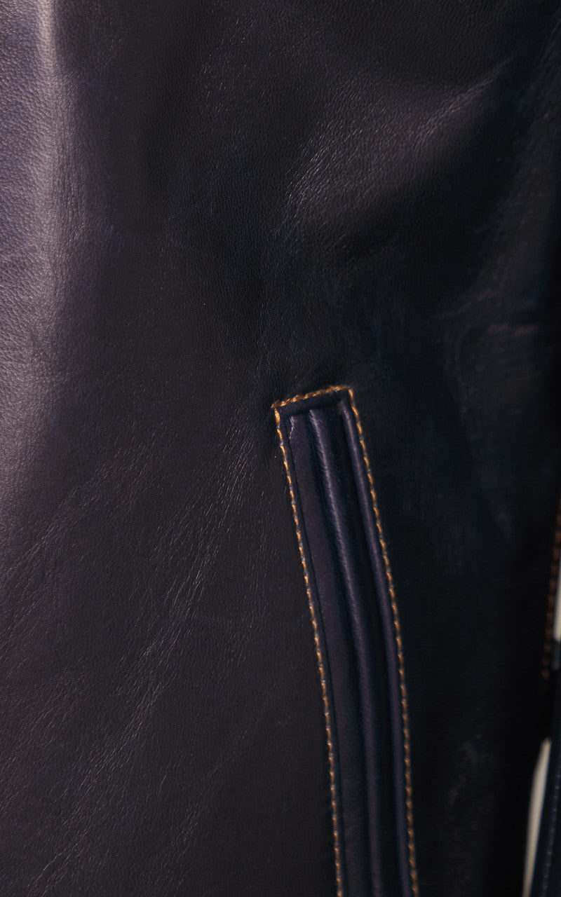 Y'2 Leather IR-42 Horsehide Single Riders Leather Jacket Indigo