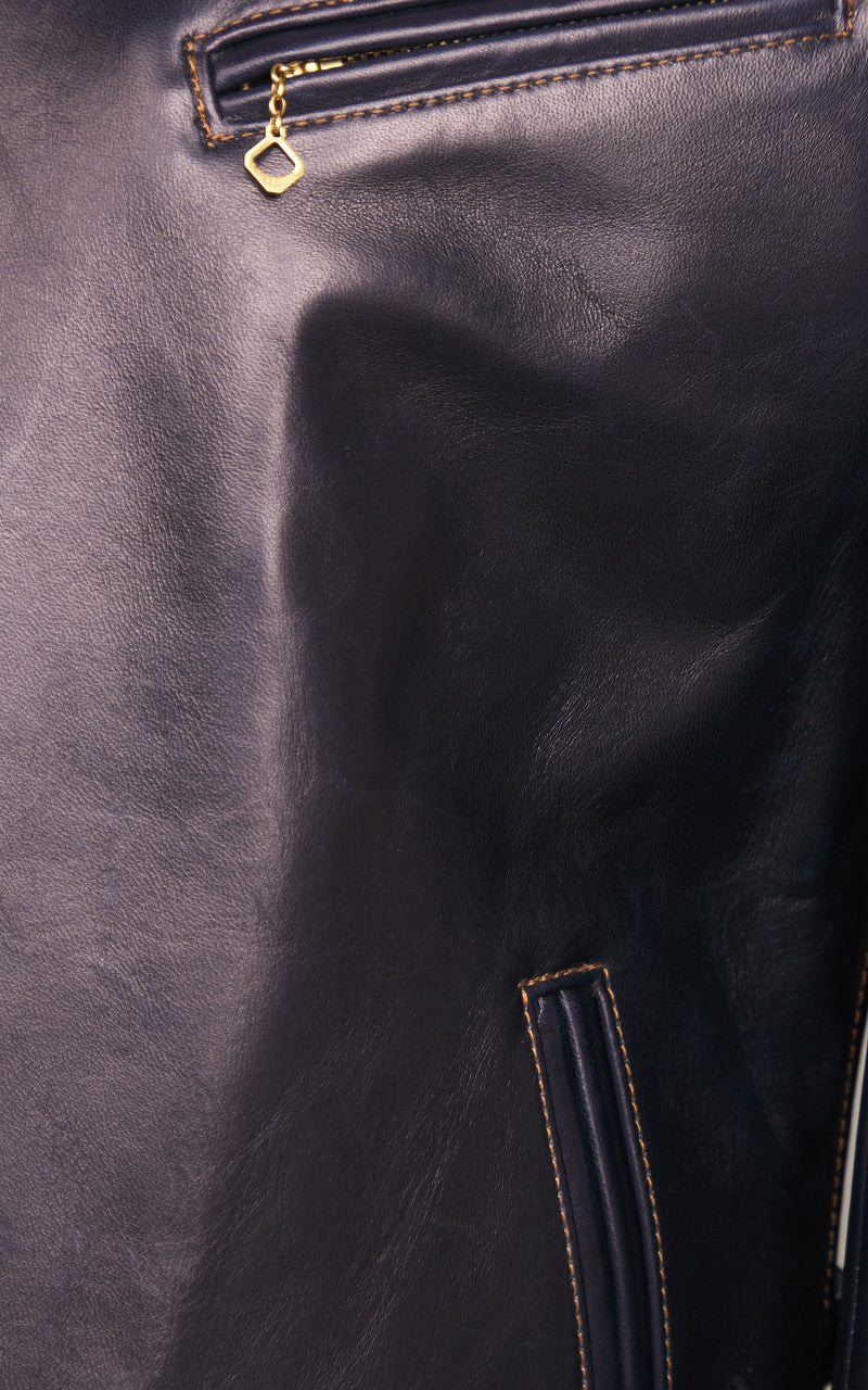 Y'2 Leather IR-42 Horsehide Single Riders Leather Jacket Indigo