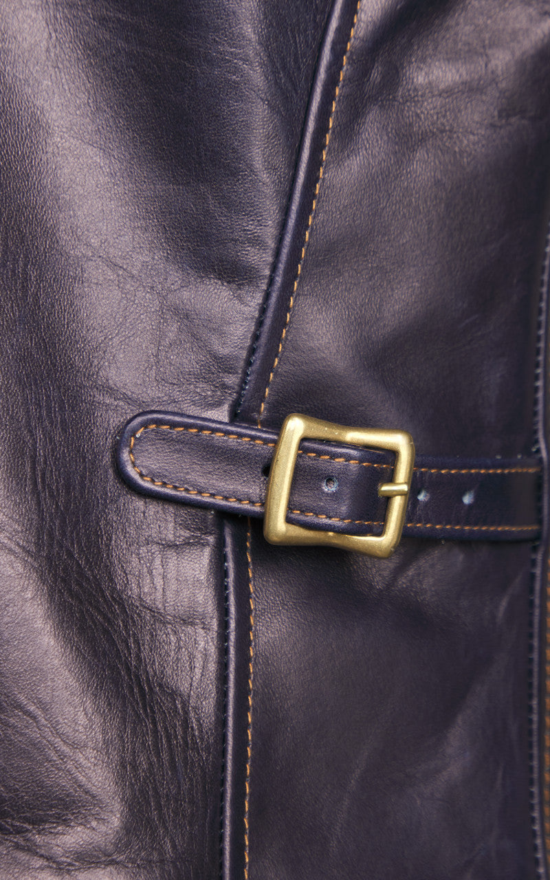 Y'2 Leather IR-42 Horsehide Single Riders Leather Jacket Indigo