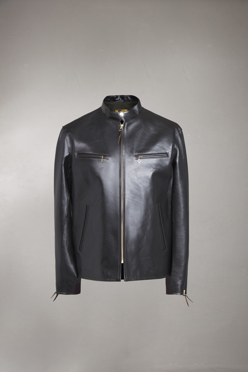 Y'2 Leather PR-64 Vintage Horsehide Single Riders Leather Jacket Black