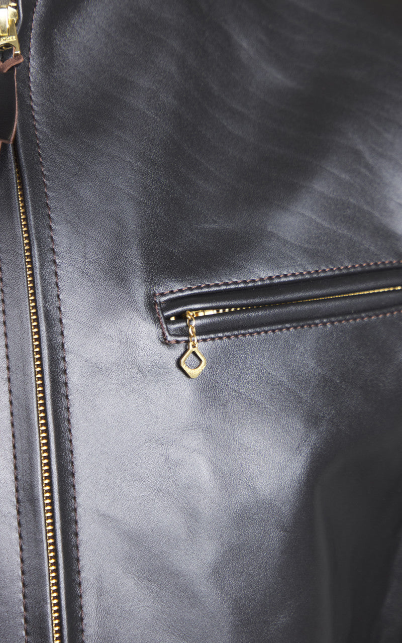 Y'2 Leather PR-64 Vintage Horsehide Single Riders Leather Jacket Black