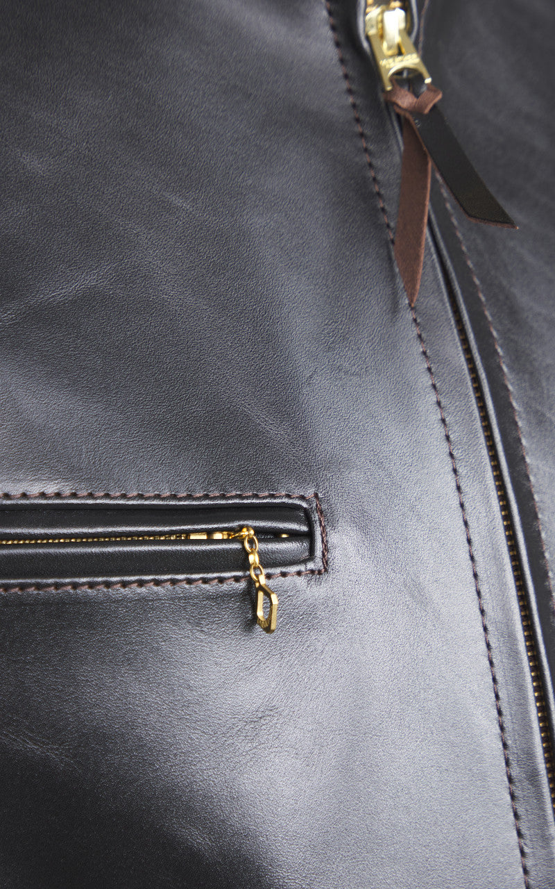 Y'2 Leather PR-64 Vintage Horsehide Single Riders Leather Jacket Black