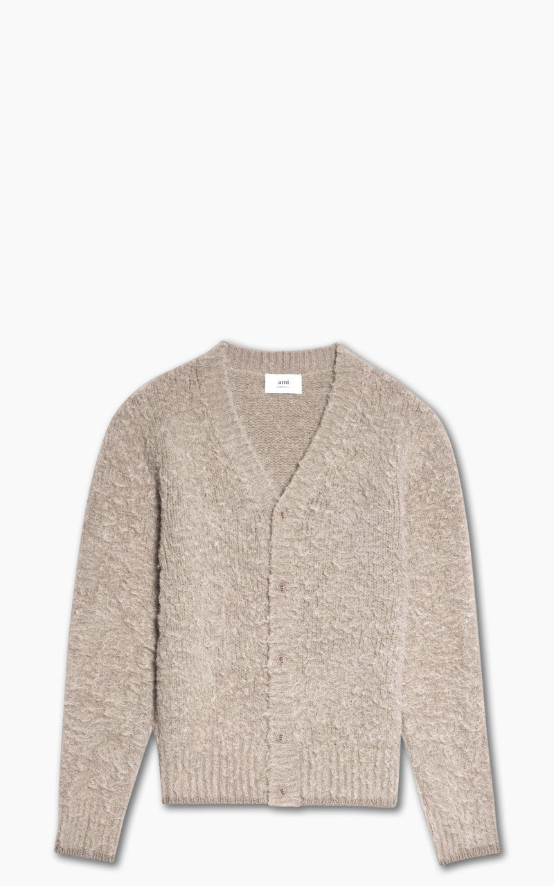 AMI Paris Brushed Cardigan Alpaca Beige