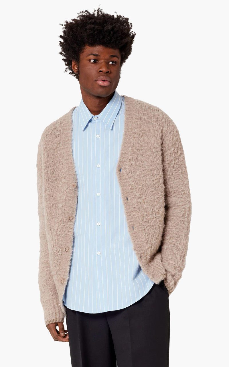AMI Paris Brushed Cardigan Alpaca Beige