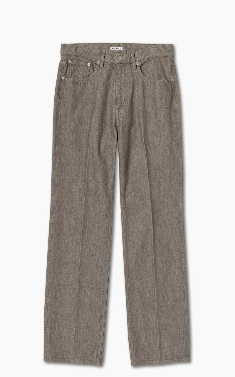 Auralee Hard Twist Denim 5P Pants Faded Mocha Brown