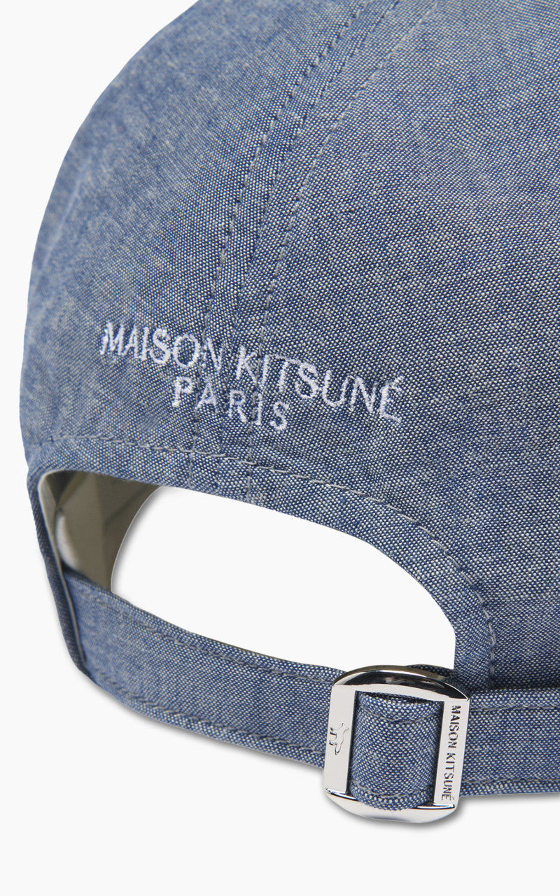 Maison Kitsuné Small Fox Head Embroidery 6 Panel Cap Indigo