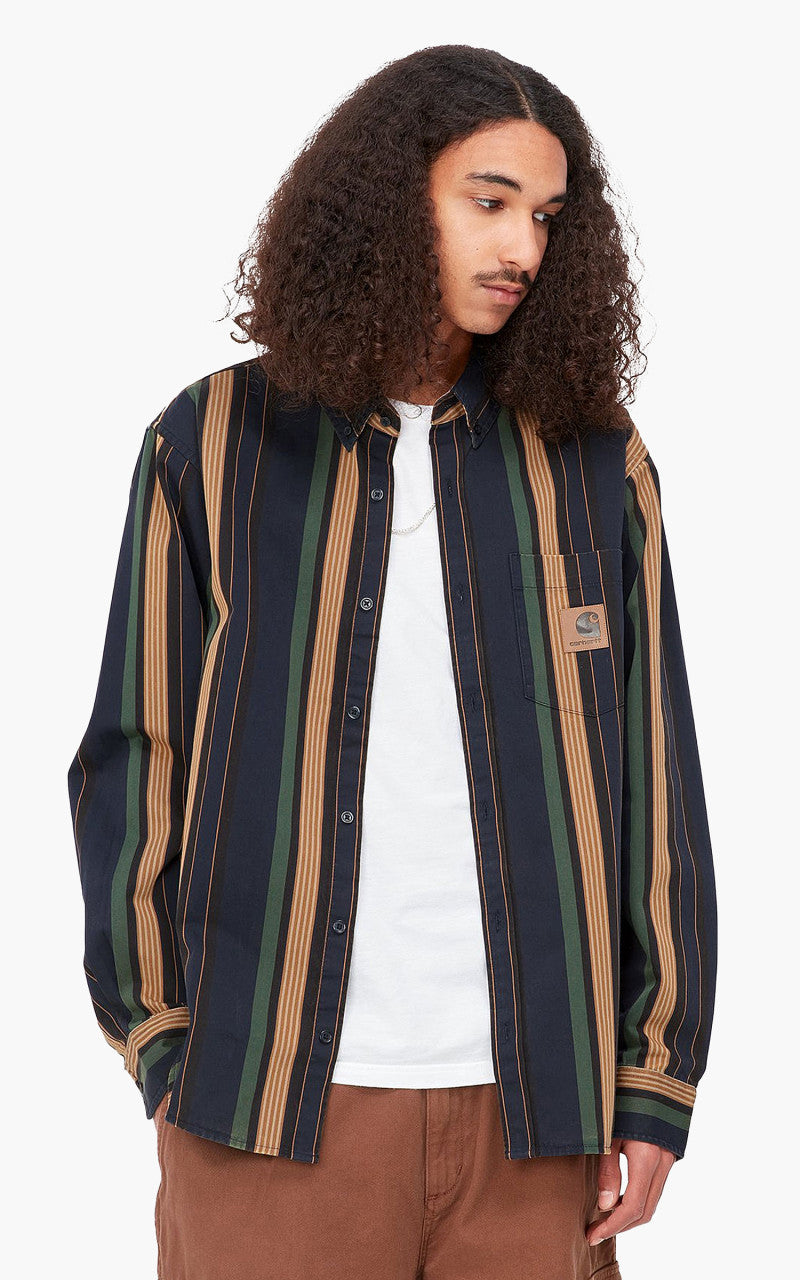 Carhartt WIP L/S Dorado Stripe Shirt Dark Navy/Moon