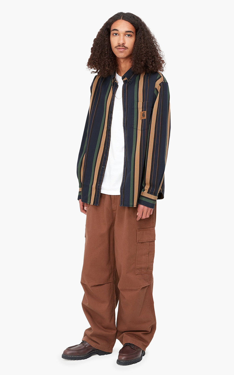 Carhartt WIP L/S Dorado Stripe Shirt Dark Navy/Moon