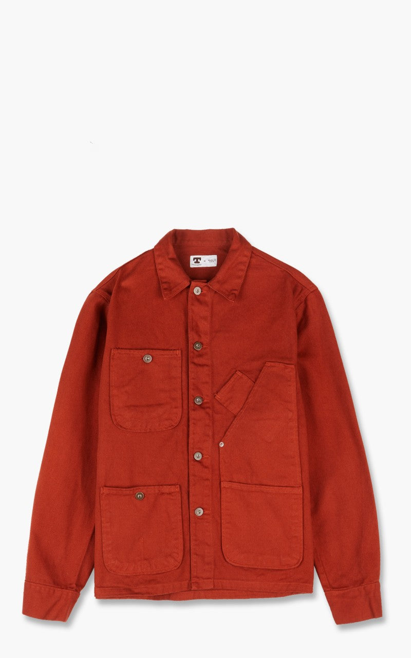 Tellason Coverall Jacket Garment Dyed Denim International Orange
