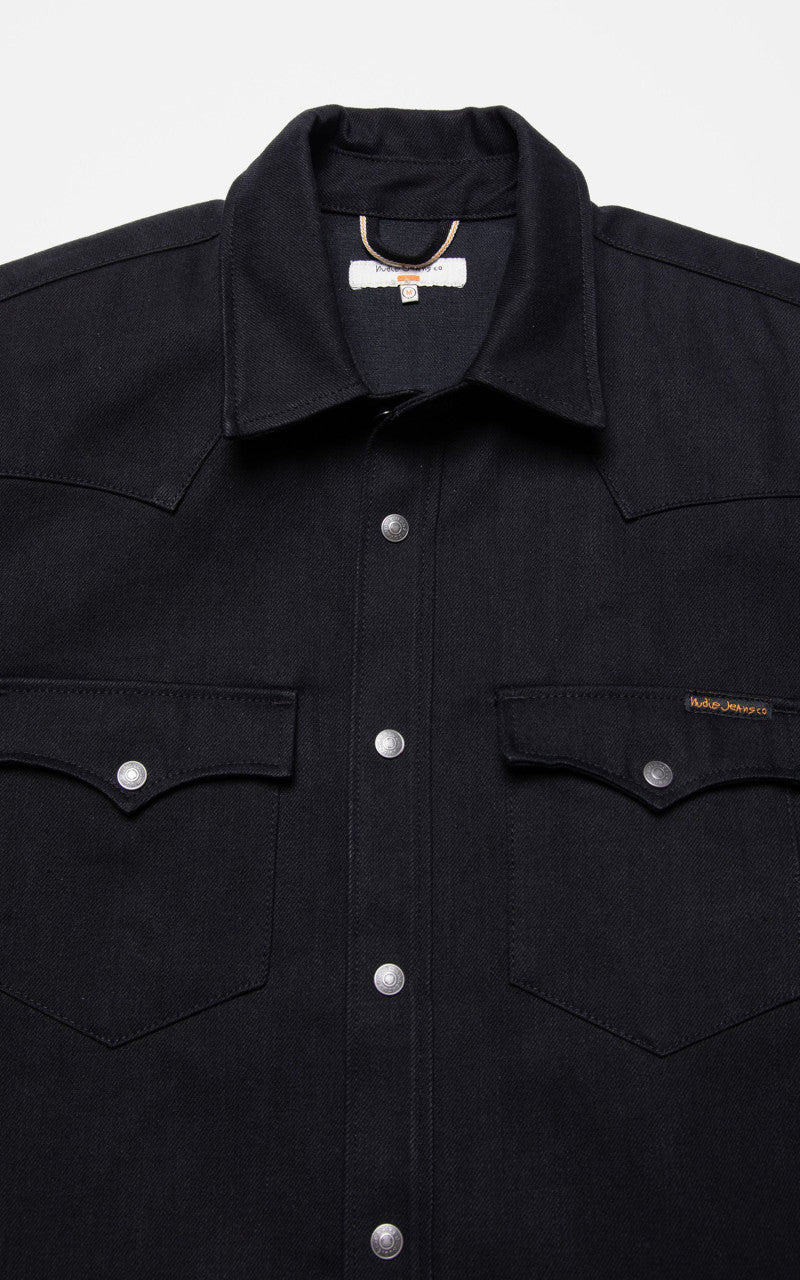 Nudie Jeans George Selvage Denim Shirt Black