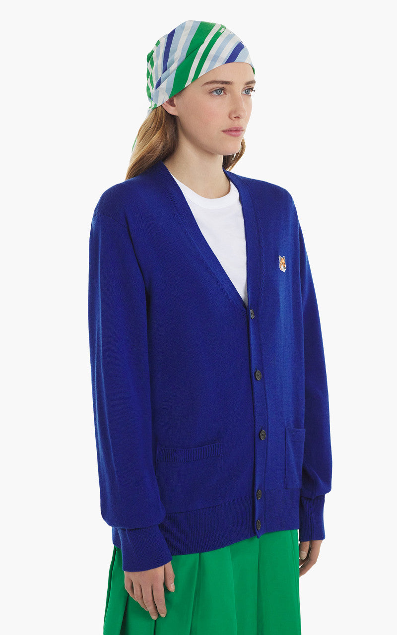 Maison Kitsuné Fox Head Patch Classic Cardigan Deep Blue
