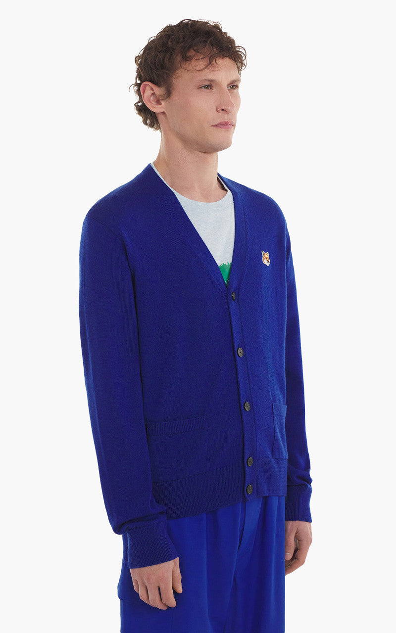 Maison Kitsuné Fox Head Patch Classic Cardigan Deep Blue