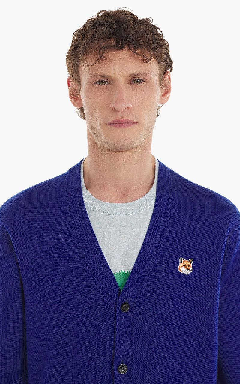 Maison Kitsuné Fox Head Patch Classic Cardigan Deep Blue