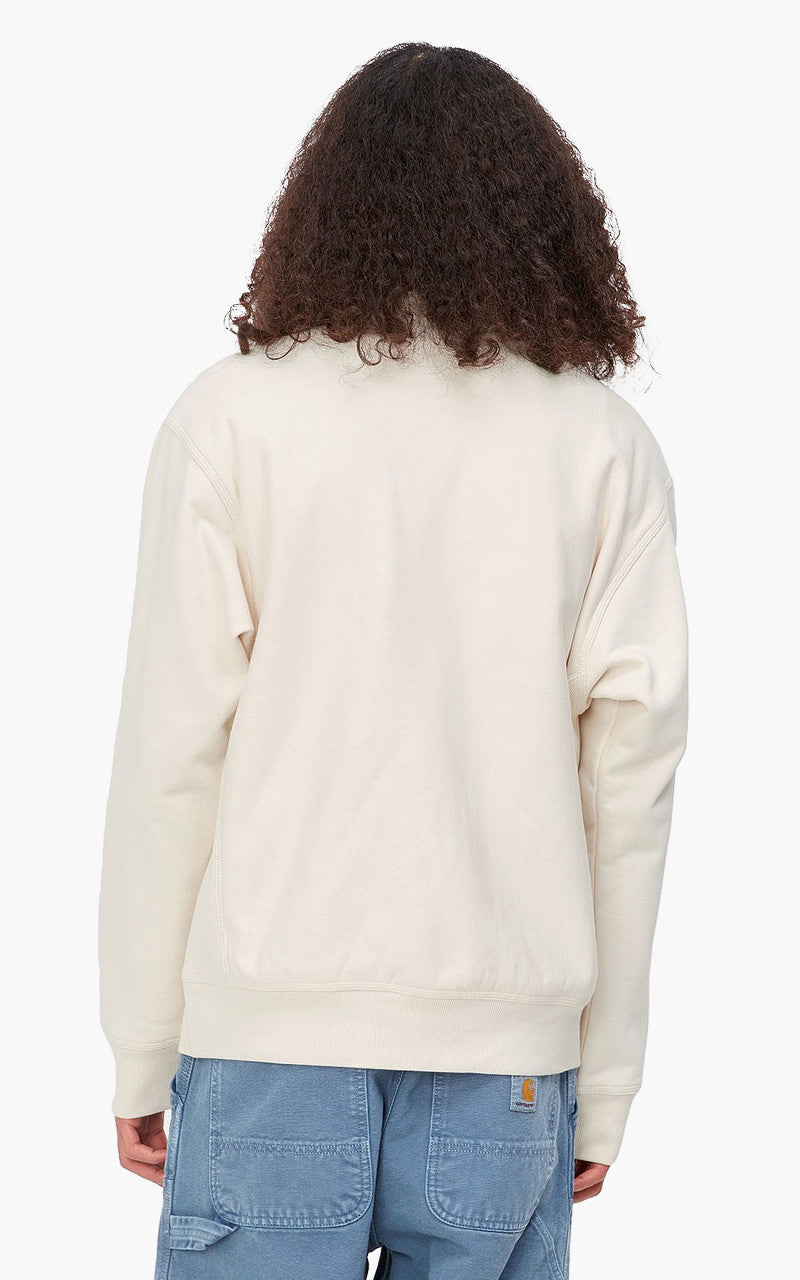 Carhartt WIP Half Zip American Script Sweatshirt Natural