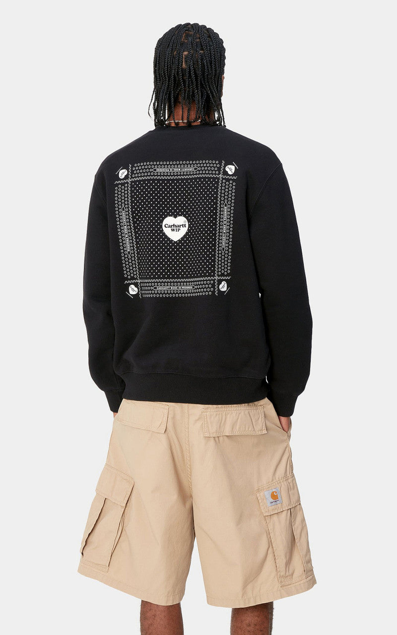 Carhartt WIP Heart Bandana Sweat Black/White Stone Washed