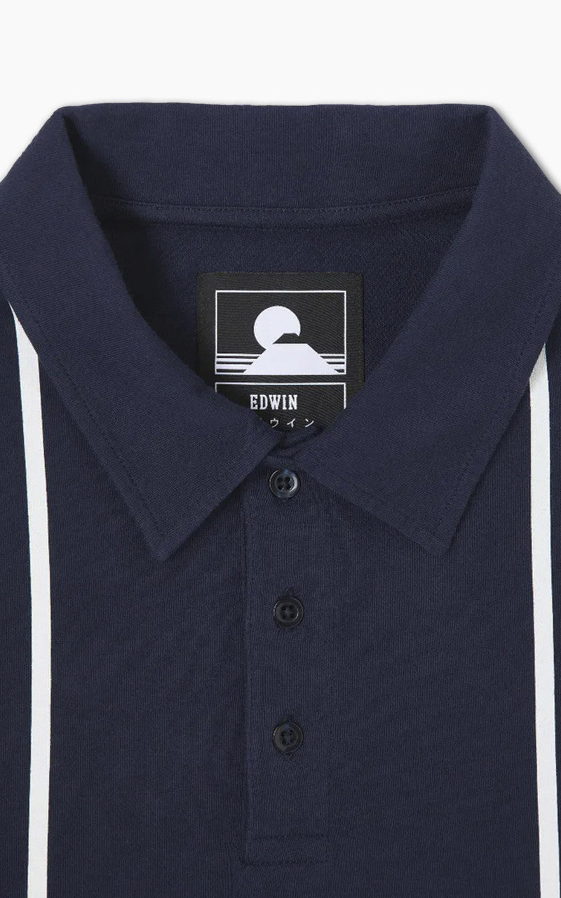 Edwin Club Stripes Polo LS Jersey Maritime Blue