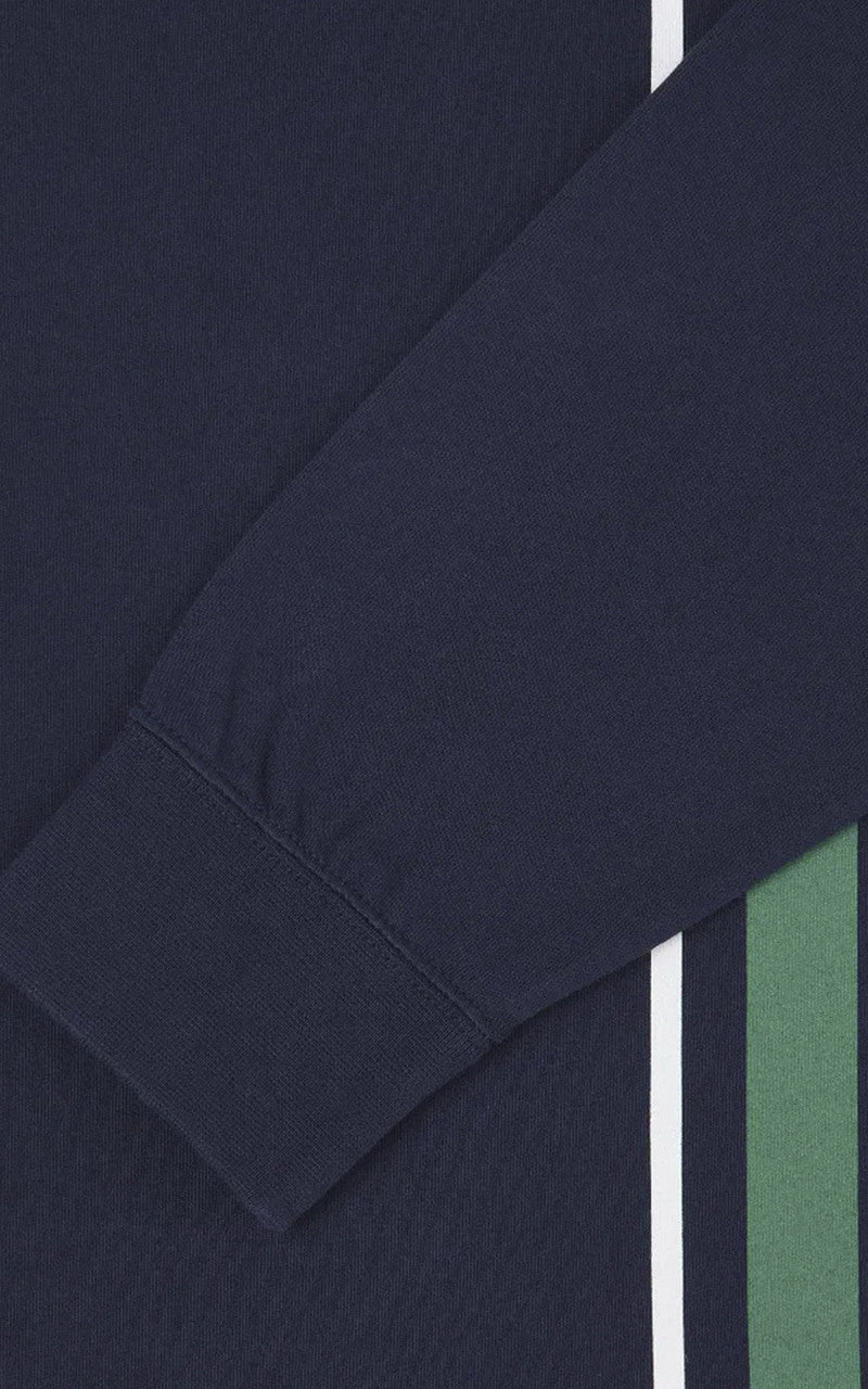 Edwin Club Stripes Polo LS Jersey Maritime Blue