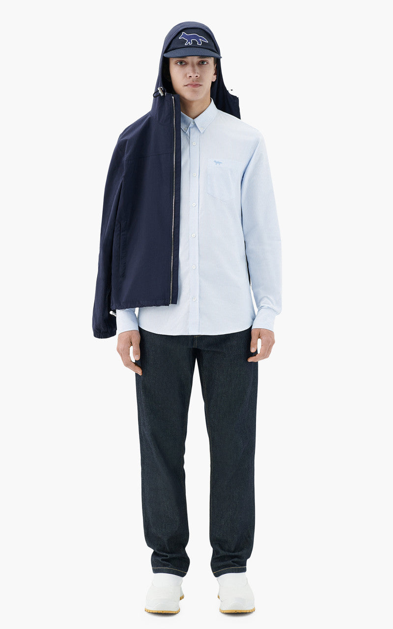 Maison Kitsuné Fox Embroidery Pocket Classic Shirt BD Light Blue Stripes
