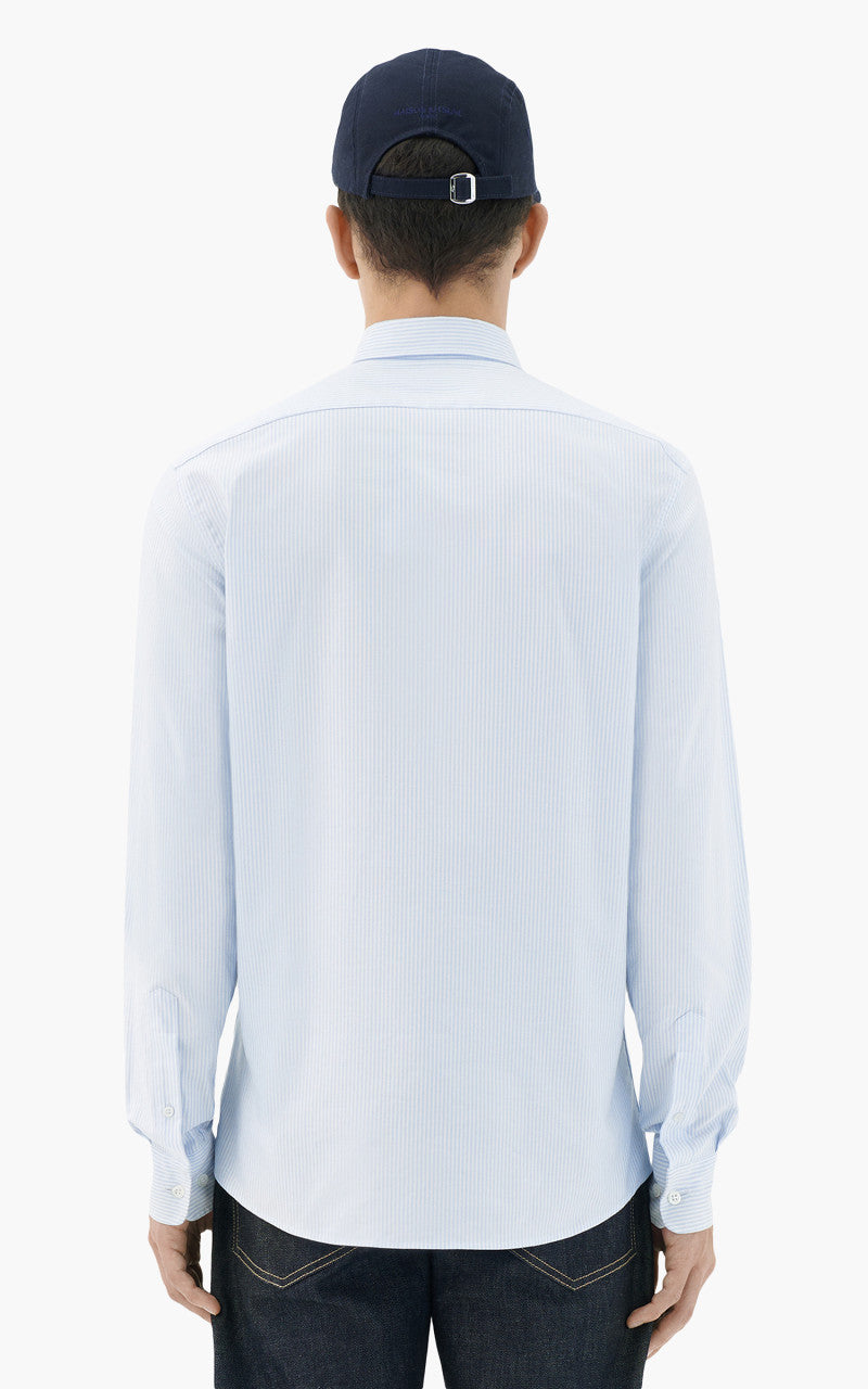 Maison Kitsuné Fox Embroidery Pocket Classic Shirt BD Light Blue Stripes