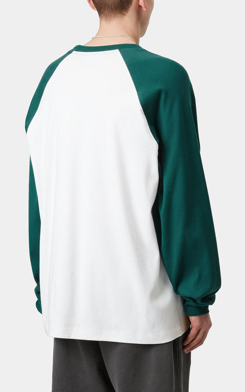 Carhartt WIP L/S Flaming Ducks Baseball T-Shirt White/Rainforest