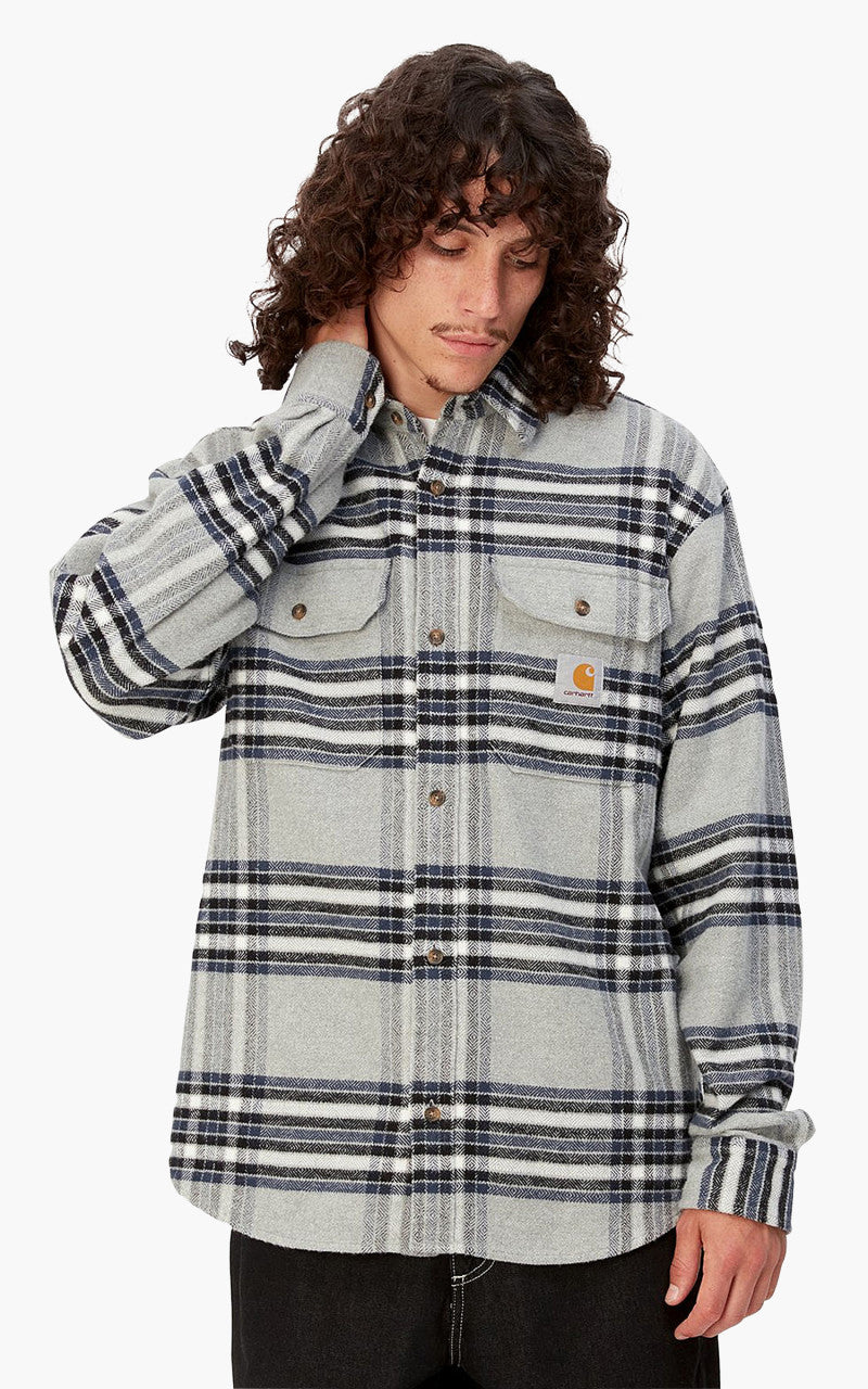 Carhartt WIP L/S Hawkins Shirt Hawkins Check Grey Heather/Blue