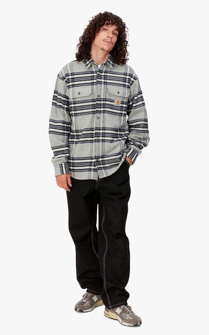 Carhartt WIP L/S Hawkins Shirt Hawkins Check Grey Heather/Blue