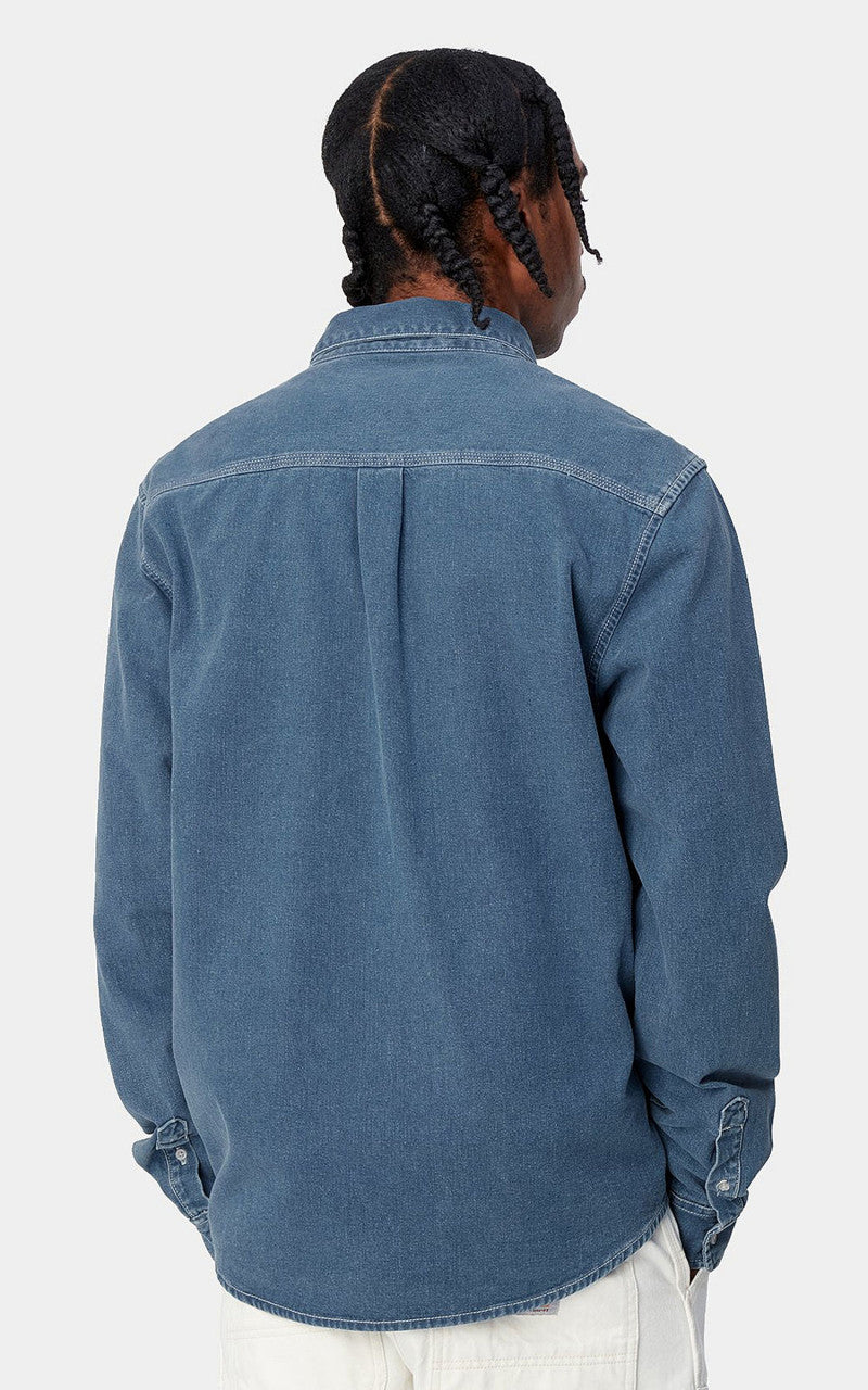 Carhartt WIP L/S Weldon Shirt Perry Denim Blue Heavy Stone Wash