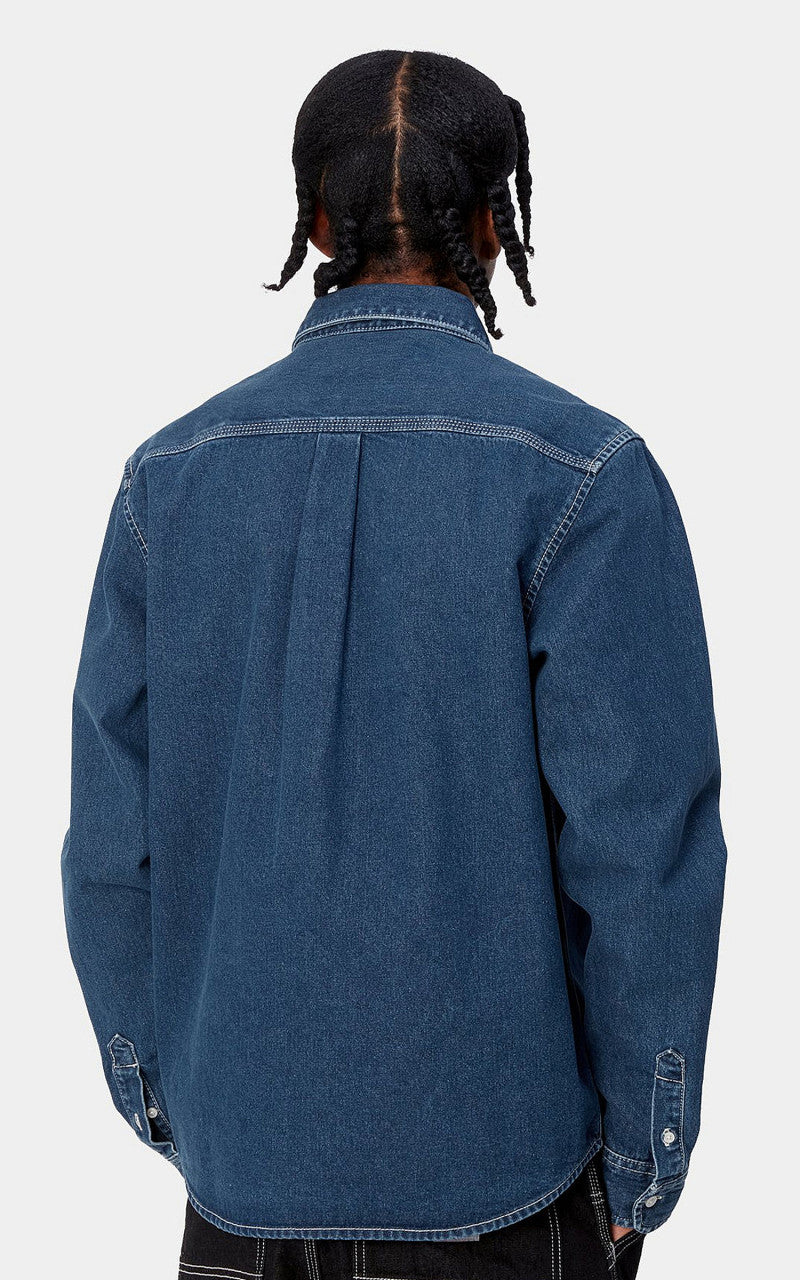 Carhartt WIP L/S Weldon Shirt Perry Denim Blue Stone Washed