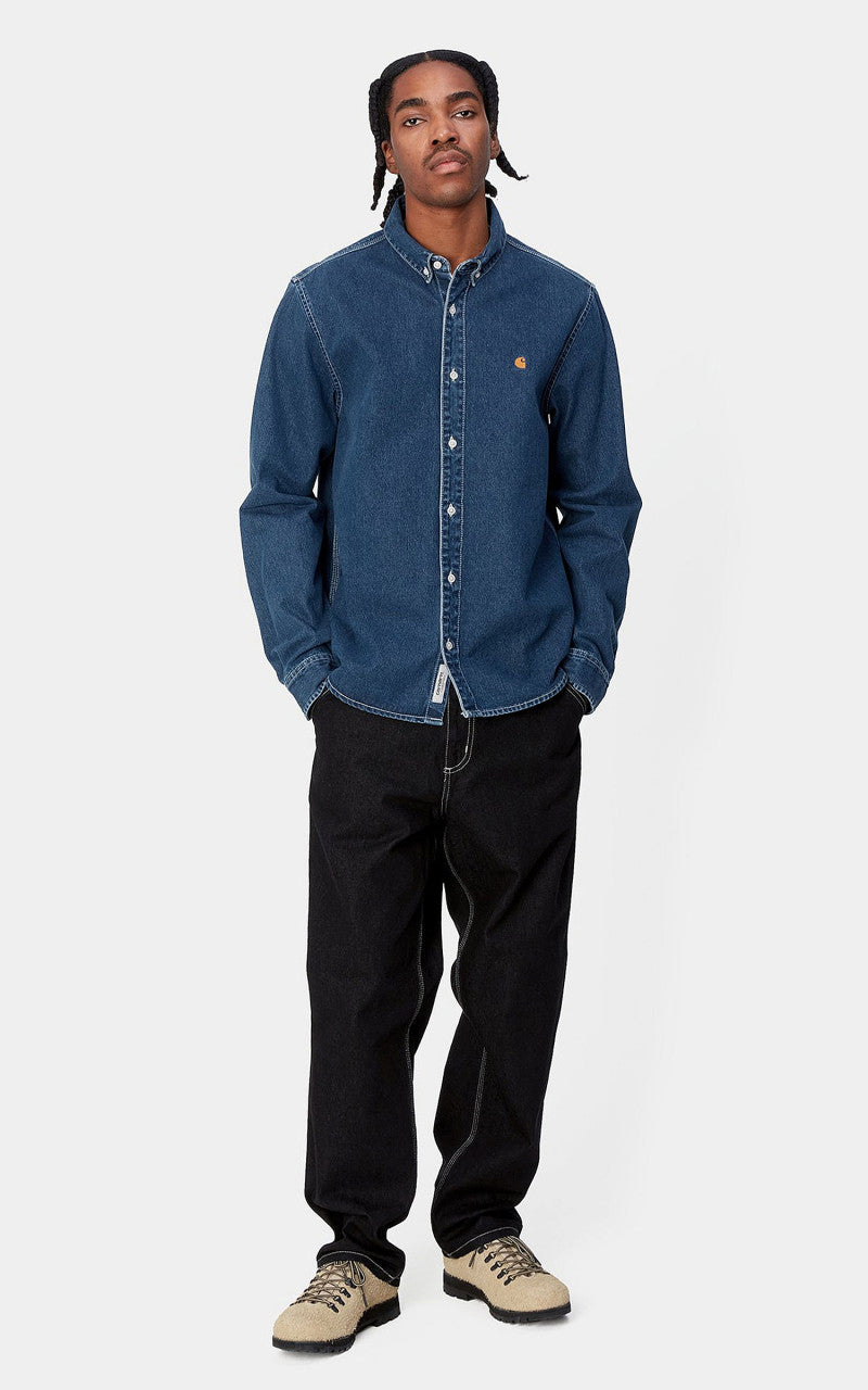 Carhartt WIP L/S Weldon Shirt Perry Denim Blue Stone Washed