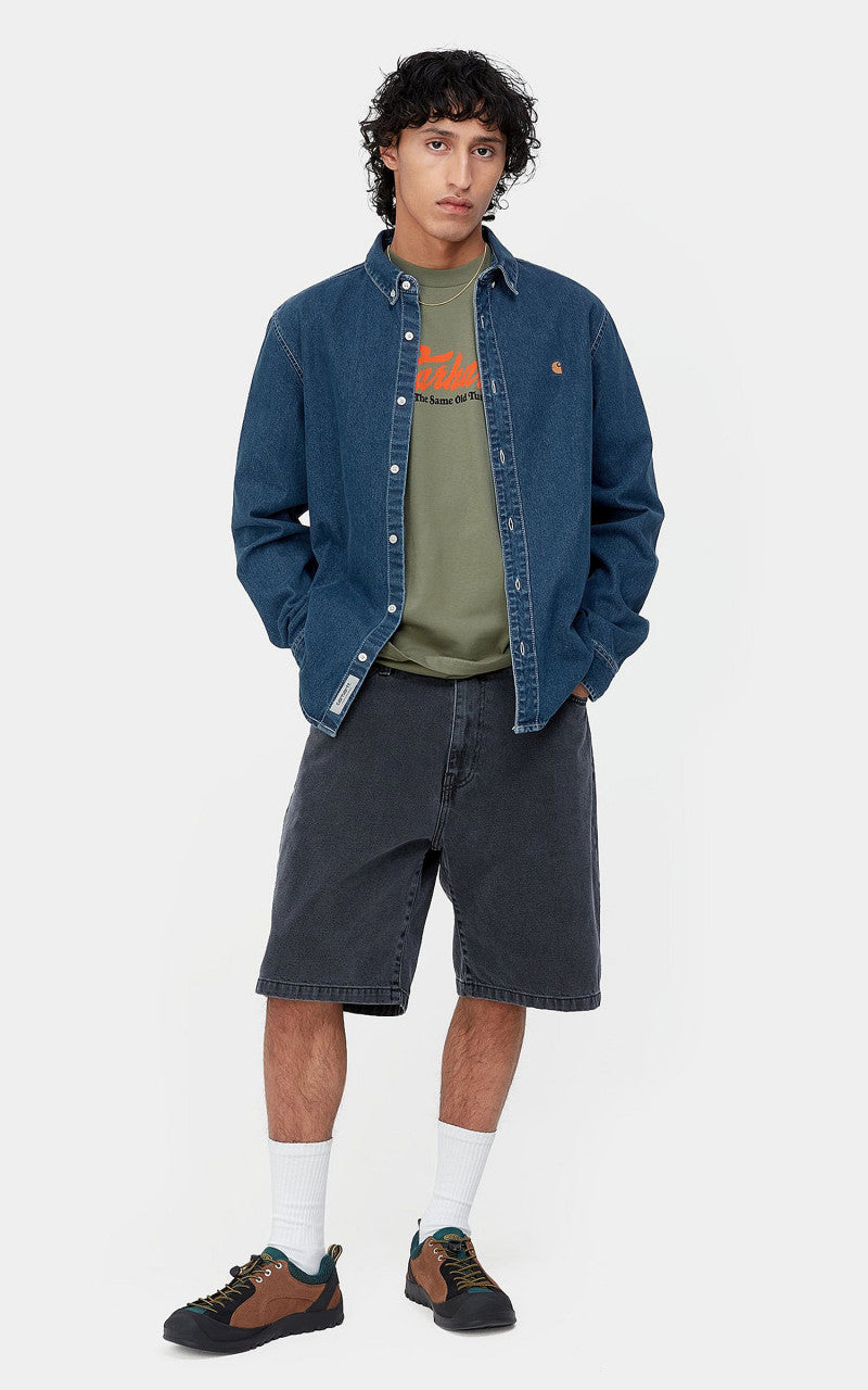 Carhartt WIP L/S Weldon Shirt Perry Denim Blue Stone Washed