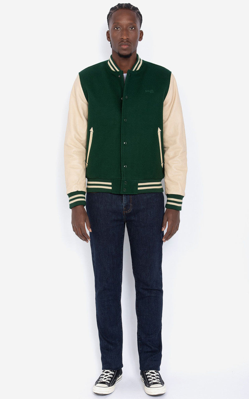 Schott NYC Varsity Jacket LC8705X Green/Beige