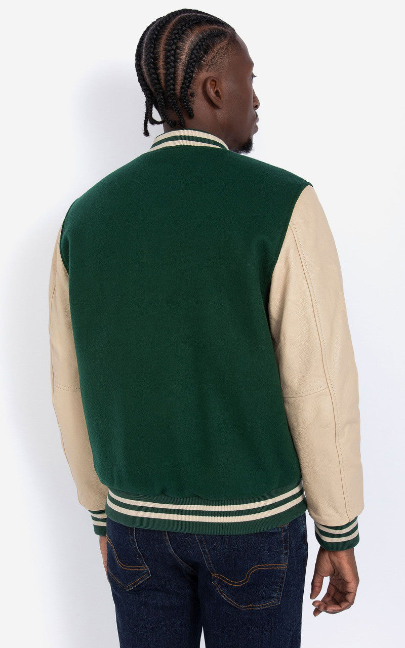 Schott NYC Varsity Jacket LC8705X Green/Beige