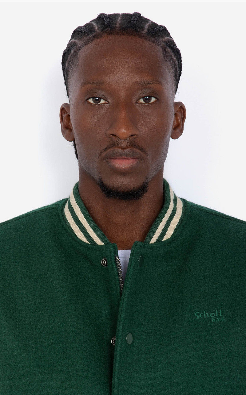 Schott NYC Varsity Jacket LC8705X Green/Beige