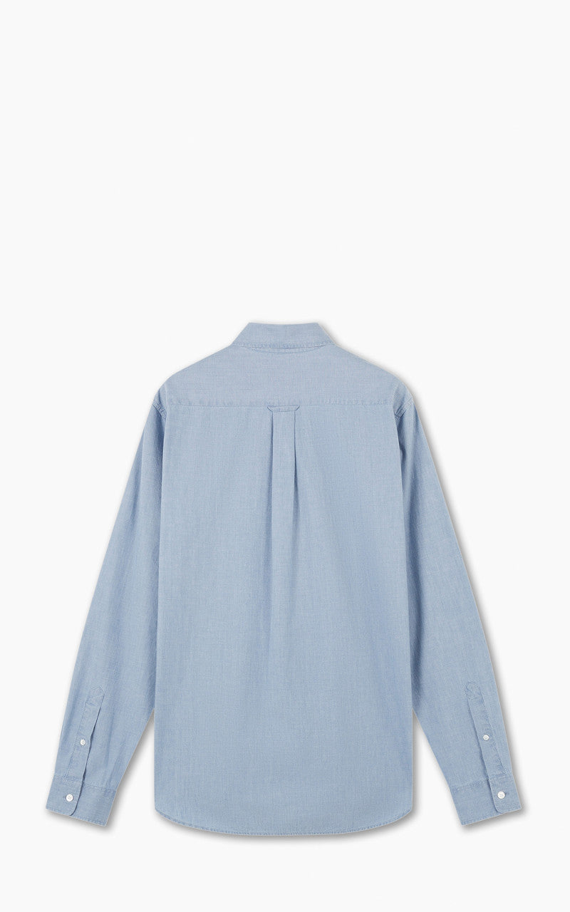 Maison Kitsuné Foxhead Patch Button Down Classic Shirt Chambray Washed Indigo