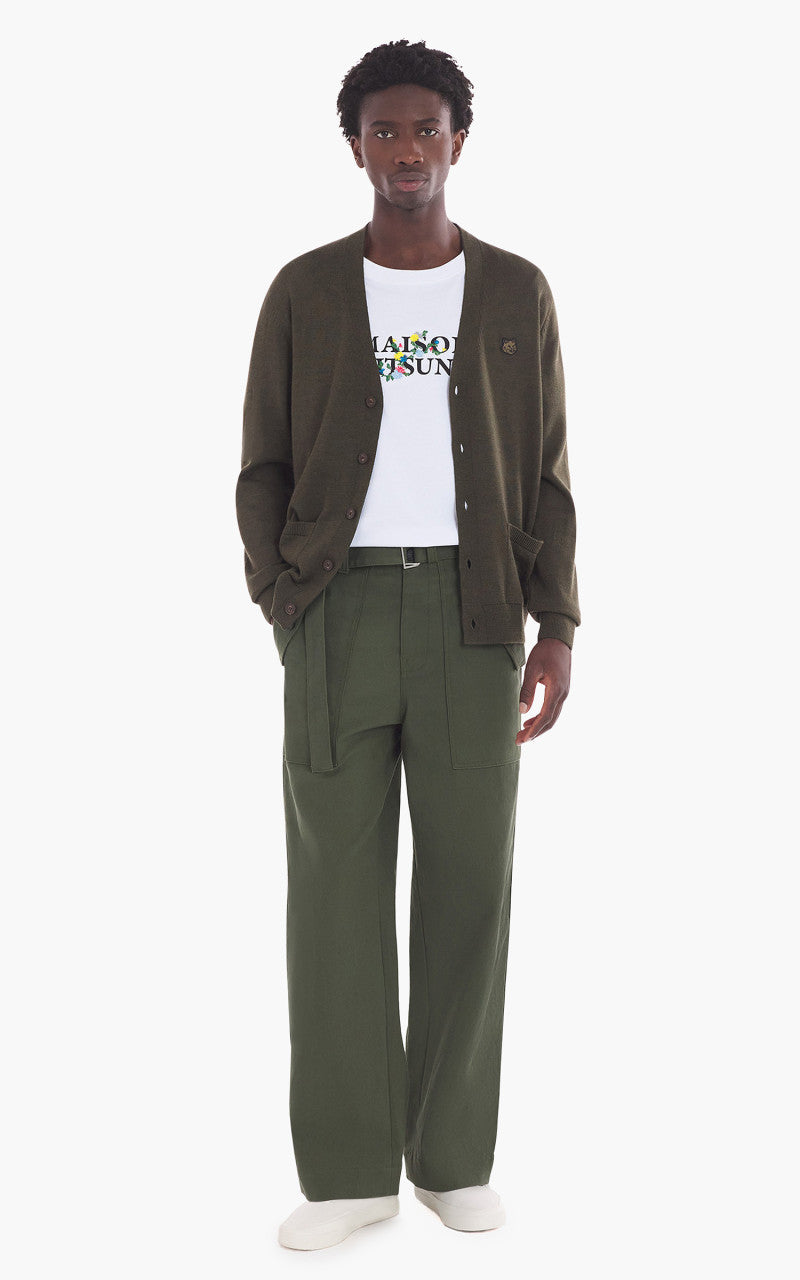 Maison Kitsuné Bold Fox Head Patch Regular Cardigan Khaki