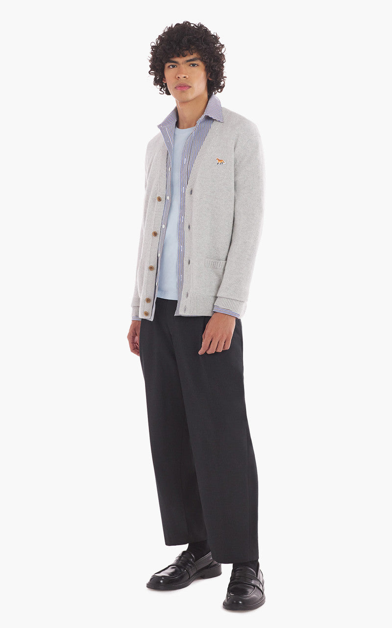 Maison Kitsuné Baby Fox Patch Regular Cardigan Light Grey Melange
